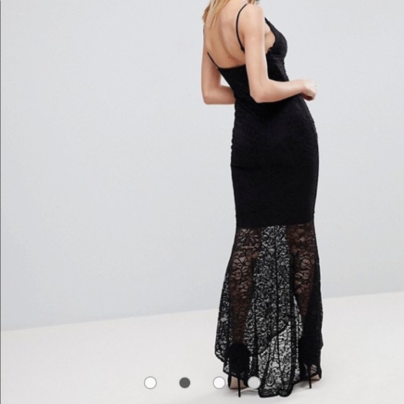 NWT ASOS Cami Ruched Lace Maxi Dress Black / US 0-2 - Picture 2 of 6